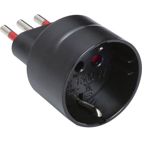 Adattatore da spina 10A a presa schuko 16A, nero, serie Emilia Specialist - Rosi RS7700N