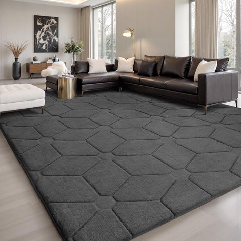 Tapis Salon à Poils Courts Moelleux 120x160cm, Tapis Chambre Antidérapant Lavable en Machine, Ne Perd Pas Ses Poils, Grand Tapis Salle à Manger pour Intérieur, Motif avec Effet 3D (1/5)