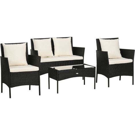 SET DA GIARDINO 4PEZZI IN RATTAN CON 2 SEDIE. POLTRONA DA GIARDINO A 2 POSTI E TAVOLINO BASSO (1/5)
