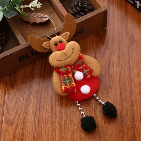décoration de Noël en tissu moelleux design cerf pendentif pour sapin cadeau fête du Nouvel An (1/5)