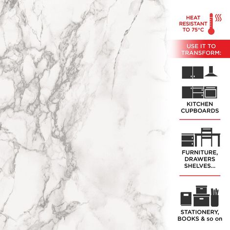 Pellicola Adesiva Effetto Marmo Grigio 45 cm x 2 mt