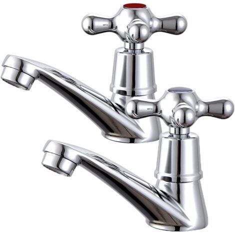 Coppia di rubinetti per lavabo, miscelatori, rubinetti per acqua calda e fredda per il bagno, rubinetto in ottone cromato
