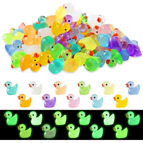 110 Mini canards lumineux en résine – Décoration réaliste et durable – Pour aquarium, jardin miniature et projets DIY (1/5)
