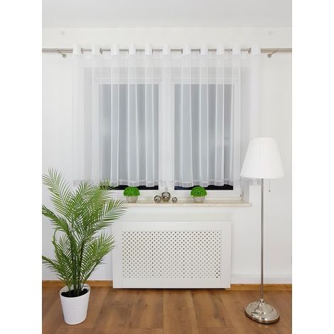 Rideau prêt à poser, voile, 400x140 cm, droit, avec œillets et zircons argentés (1/5)