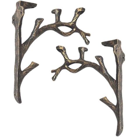 Supports d'étagère murale vintage en fer forgé – 2 pièces – Imperméable et antirouille – Pour planches jusqu'à 60mm d'épaisseur