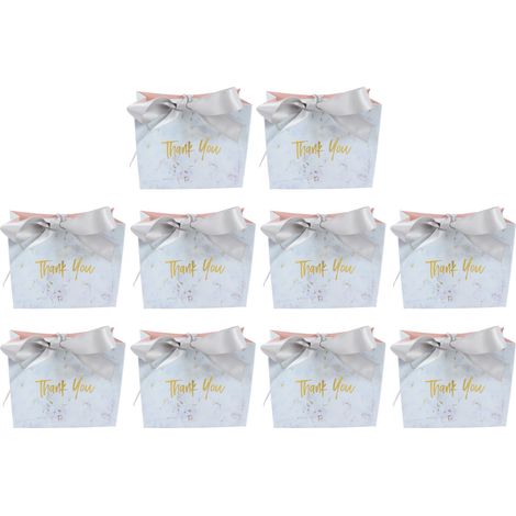 10 Sacs Cadeaux "Merci" Impression Lettres Dorées Texture Marbre Déco Mariage Fête (1/5)