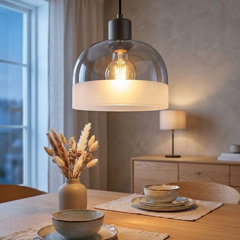 Pendelleuchte Hängelampe Wohnzimmerlampe Höhenverstellbar schwarz-chrom H 120 cm (1/5)