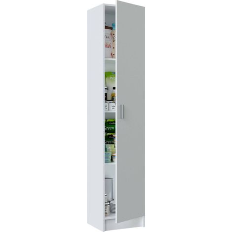 Armadio multiuso, Mobile ausiliario a 1 anta, Guardaroba portascarpe con ripiani, Scarpiera verticale, cm 37x37h180, Bianco (1/5)