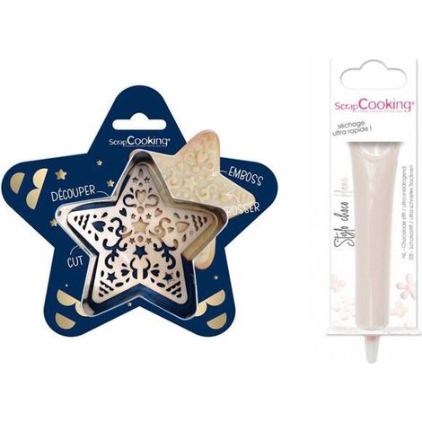 Kit pour biscuit en relief Étoile + Stylo au chocolat blanc