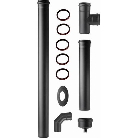EUROPROFIL Kit facile per installazione stufa a pellet, Ø 80 mm, colore nero (1/2)