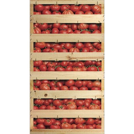 Sticker réfrigérateur et lave vaisselle, cagettes de Tomates effet trompe l'oeil, 180 cm X 100 cm (1/3)