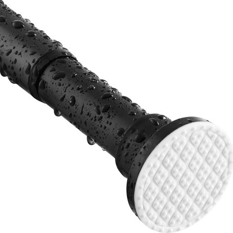 Tringle à rideau de douche noire sans perçage en acier inoxydable extensible à ressort et antidérapante, 70 à 286,5 cm, barre télescopique pour votre baignoire (1/5)