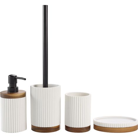 Set de bain en polyrésine Niagara blanc 4 pièces - 30x20x17cm - Blanc (1/4)
