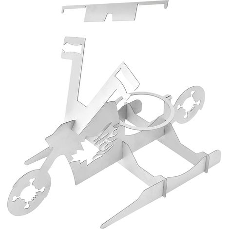Support à poulet en acier inoxydable, forme de moto portable et amovible pour barbecue et fêtes (forme de crâne) (1/5)