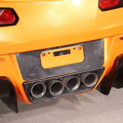 Carbon fiber rear license plate frame panel sticker for 14-19 Chevrolet Corvette (1/4)