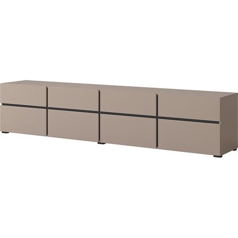 Mueble TV XL en colores beige y negro 225cm colección HAVANA. Mueble de diseño con 4 puertas y 4 cajones.