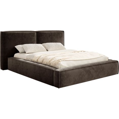 Selsey Tilves – Polsterbett 200x200 mit Bettkasten, Lattenrost, Velours, braun