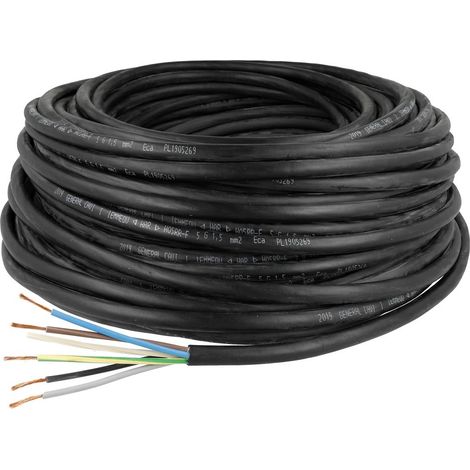 Câble léger sous gaine en caoutchouc 5 x 1, 5 mm² H05RR-F avec conducteur de protection