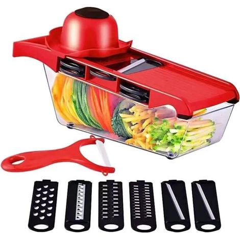 Mandoline, Hachoir À Légumes, 6 Lames, Grand Coupe-Légumes De Cuisine Manuelle (Vert)[H1132] (1/4)