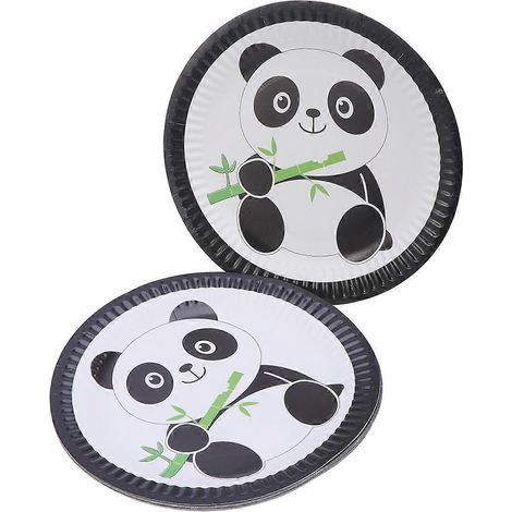 40 assiettes jetables, jolis plateaux en papier imprimés panda, articles de fête pour anniversaires et fêtes.-18X18X1CM-As Shown (1/3)