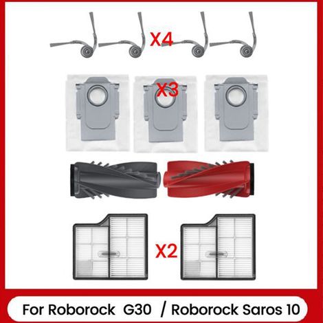 1 jeu de couleurs : voir photo. Matière : plastique. Compatible avec Roborock G30 / Robor.