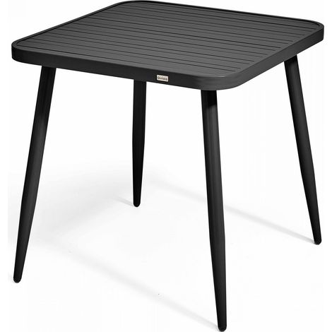 Table de jardin carrée en aluminium noir (1/5)