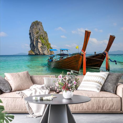 Papier peint panoramique - Bateaux Thaïlande - 130 cm x 86 cm (1/4)