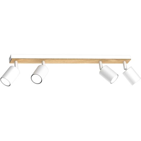 Plafoniera barra 4 faretti bianchi legno GU10 Tulon Luminex