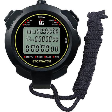 Chronomètre numérique de sport, chronomètre à mémoire 10 tours/temps intermédiaires avec compte à rebours-- (1/5)