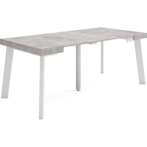Skraut Home - Table console extensible, Console meuble, 180, Pour 8 personnes, Pieds en bois, Style moderne, Gris Ciment (1/5)