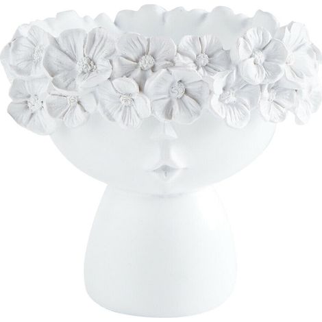 Vase En Forme De Visage - Vase En Résine Blanc - Décor Intérieur Bureau Salon Jardin - 15 x 14 x 7,5 cm - 1 Pièce (1/5)