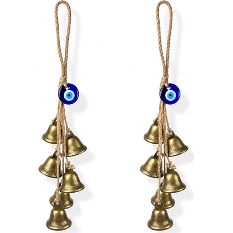 2 x Metal Witch Chimes for Outdoors, Vintage Wind Chimes Witch Spinners Garden with Evil Eyes, House Protection Wind Chime for Outdoor Patio (1/5)