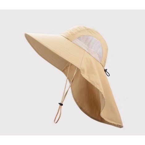 Sonnenschutzhut mit 13 cm extra großem Schirm und Nackenschutz – atmungsaktives Netzgewebe und verstellbar, geeignet zum Spazierengehen und Gärtnern (1/4)