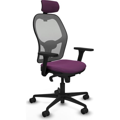Jorquera sincro malla gris similpiel morado brazos 3D base nailon cabecero 2D ruedas 65mm nailon (1/5)