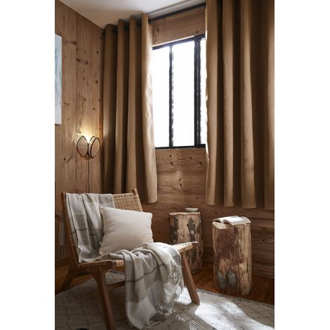 Lot de 2 Rideaux Ultra Occultants Doublés Polaire – Bjorn Camel – 140 x 180 cm (1/3)