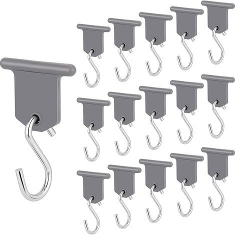16 paia di ganci per tendalini da campeggio, accessori per camper e roulotte, ganci a forma di S facili da installare per interni ed esterni di camper, caravan e tende natalizie (grigio) (1/5)