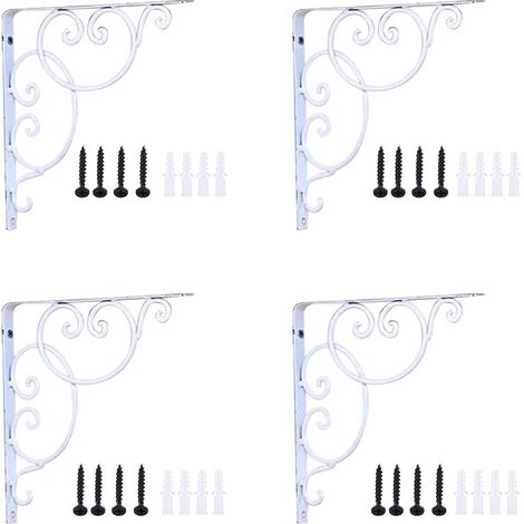 Metal Shelf Bracket Floating Triangle Shelf Brackets White Wall Shelves Corner Shelf Bracket L Shelf Bracket with Screws for Bathrooms Kitchens Bookracks (1/3)