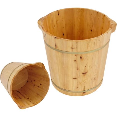 Bain de pieds en bois, 36.5x36.5x40cm, seau de bain de pieds, massage, repose-pieds en bois pour la circulation sanguine, la beauté, convient pour adultes, spa, utilisation pédicure (1/5)