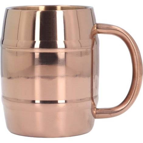 Isolierter Edelstahl-Kaffeebecher, großes Fassungsvermögen von 420 ml, ergonomischer Griff, roségoldenes Design für Büro und Zuhause (1/5)