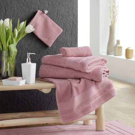 Serviette ou drap de douche 70 x 130 cm Tendresse rose (1/4)