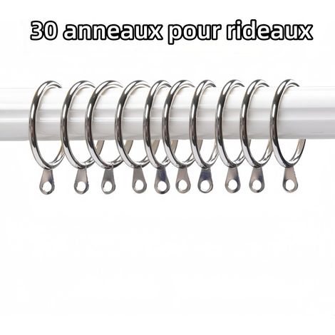 Lot de 30 anneaux de rideau métalliques fil de 3,0 mm diamètre intérieur 38 mm adaptés aux crochets et anneaux de rideau pour la maison couleur Argentée (1/5)