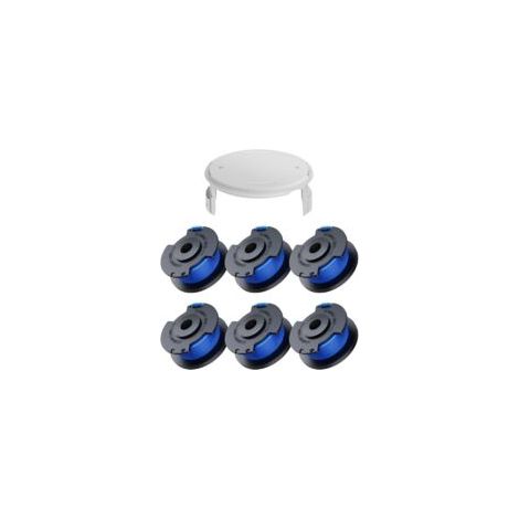 Confezione da 7 bobine di filo di ricambio per decespugliatori Ryobi One+ AC14RL3A 18V 24V 40V, diametro bobina 1,6 mm, lunghezza 20,11 m (6 bobine di filo, 1 copertura) - Crezuo