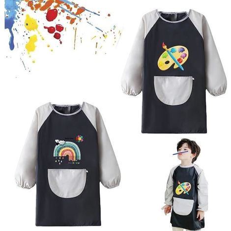 Tablier Peinture Enfant - 2 Pièces - Imperméable - Manches Longues - 6-12 Ans (1/4)