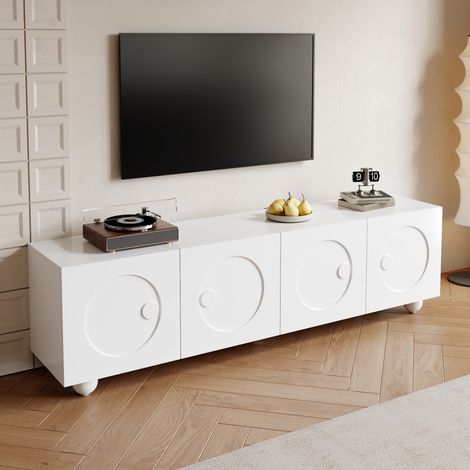 TV-Lowboard 180,5 x 38 x 50 cm - modernes skandinavisches Design - für Wohnzimmer, Esszimmer und Schlafzimmer - MDF und Holzwerkstoff - Weiß