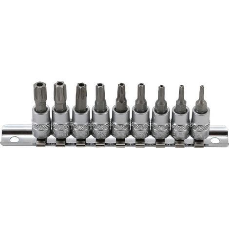 Set di 9 bussole Torx maschio con Resistorx da T10 a T50 per cricchetto da 1/4".