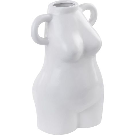 Vaso per fiori in porcellana bianca a forma di corpo di donna e manici Aigio
