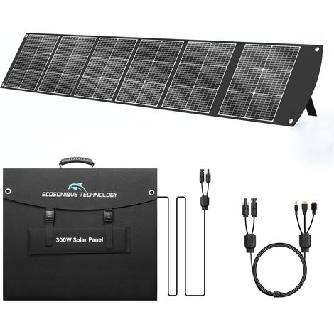 Panneau Solaire Pliable 300W Alimentation MC4 40 V et Sorties Multiples Chargeur Portable Pour La Plupart Des Centrales Electriques, Avec Support Pour Camping Haute Efficacité (1/5)