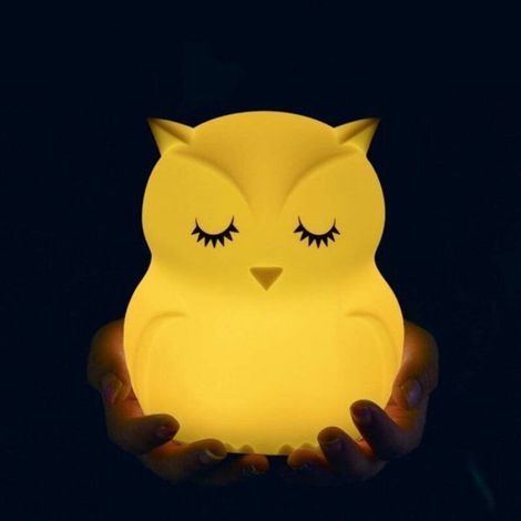 Veilleuse - Hibou - Silicone Souple - Lumière Sans Bleu - Changement Couleur Automatique - Pour Chambre Enfant - 1 Pièce (1/5)