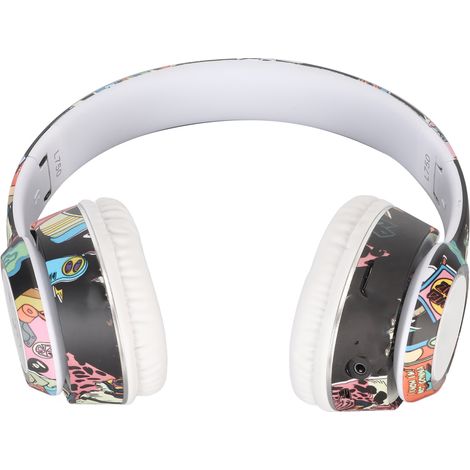 Casque Bluetooth Graffiti HiFi stéréo avec micro intégré, compatible carte mémoire et entrée ligne, sans fil avec éclairage RGB pour PC (1/5)