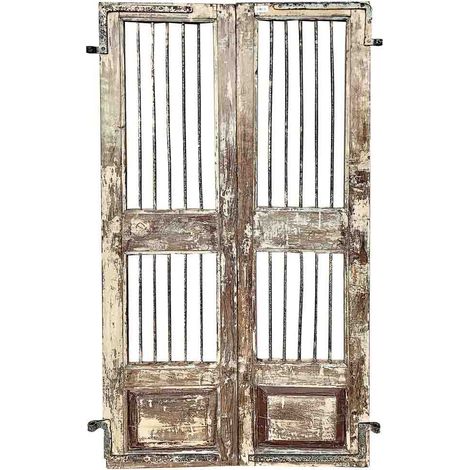 Puerta de madera marrón acabado artesanal 98x3x175 h cm
